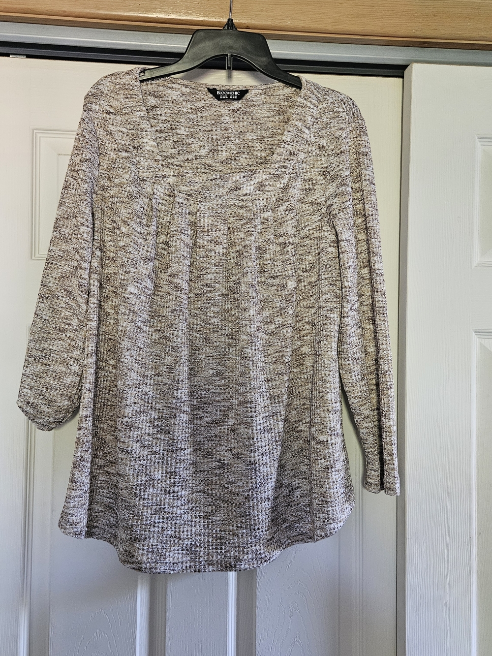 BloomChic Heathered Taupe Knit Tunic Top